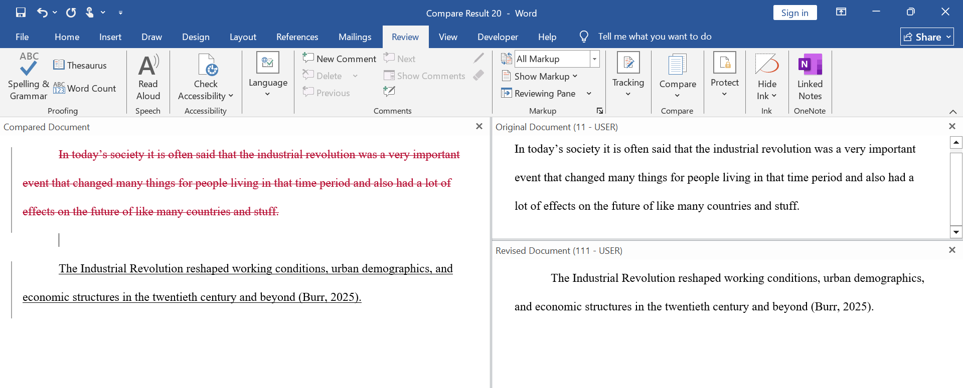 Essay editing sample